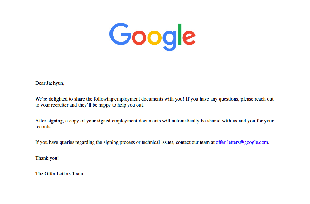 Google Employment Documents